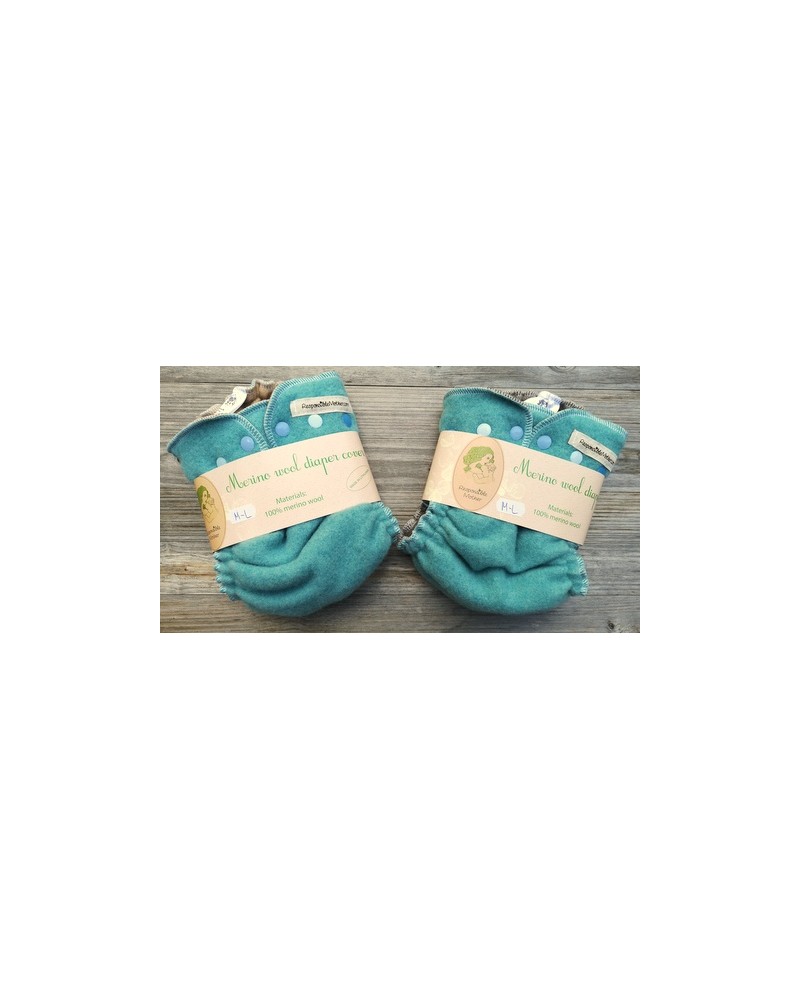 Teal merino wool diapers covers M-L size, 2pcs pack